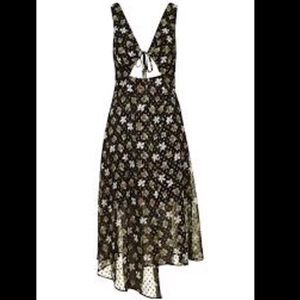 ISO Topshop Black & Gold Floral Midi Dress